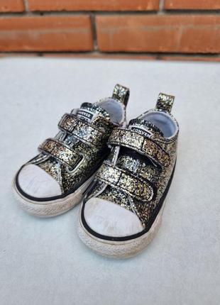 Дитячі кеди converse  11.5 см золотисті 19 розмір кеди на липучках