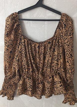 Леопардова блуза asos з квадратним декольте