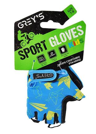 Велоперчатки детские grey's с короткими пальцами и гелевыми вставками, сине-черные (размер 7-8) gr18722 ve-33