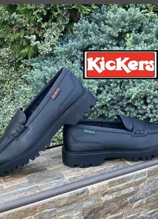 Kickers англия стильные фирменные лоферы туфли мокасины натуральная кожа 39р.3 фото