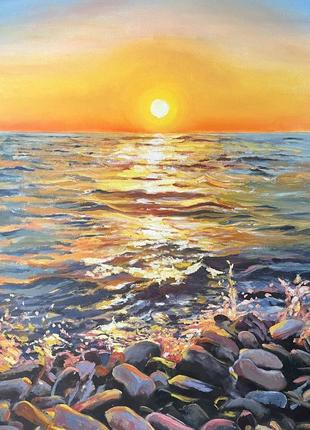 Картина маслом живопис море захід сонця 🌅