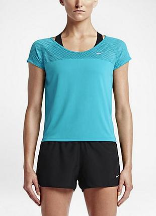 Спортивна вкорочена футболка nike dry fit бірюзова