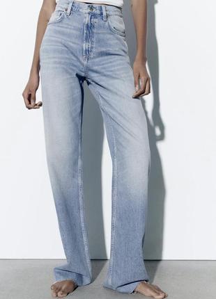 Прямые длинные джинсы zara с высокой посадкой/ wide leg/ full length2 фото