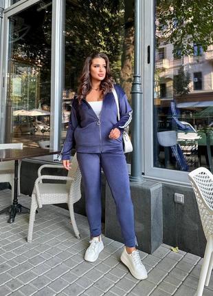 Костюм спортивний жіночийз лампасами велюр спорт
