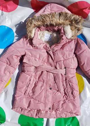 Тепла зимова довга куртка з поясом