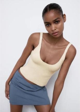 Топ майка zara вязаний трикотажный