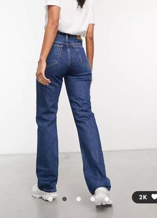Прямые широкие синие джинсы weekday2 фото