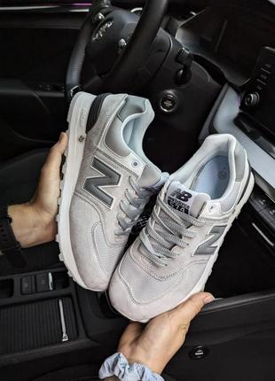 Замшевые кроссовки new balance 574 grey