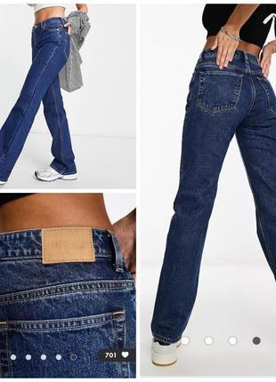 Прямые широкие синие джинсы weekday8 фото