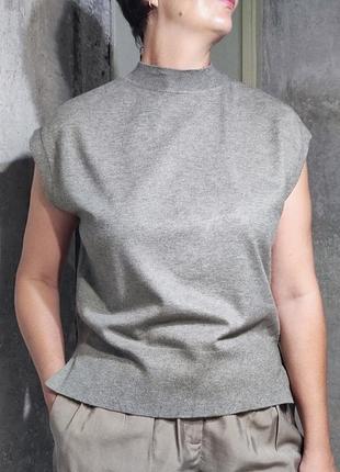 Жилетка безрукавка кофта асимметрия оверайз прямая свободная вязаная жилет