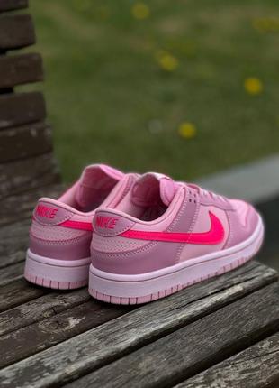 Nike dunk low gs triple pinkженские кроссовки nike/женские кроссовки8 фото