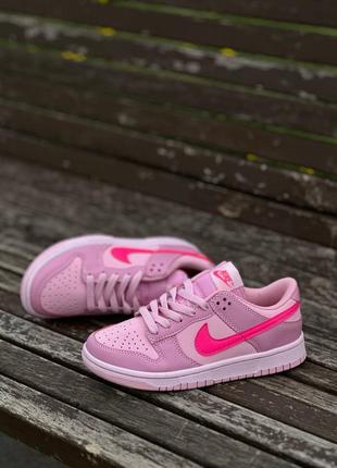 Nike dunk low gs triple pinkженские кроссовки nike/женские кроссовки10 фото