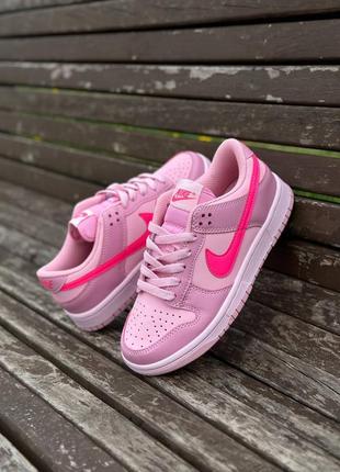 Nike dunk low gs triple pinkженские кроссовки nike/женские кроссовки7 фото