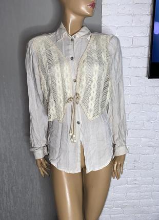 Вінтажна блуза з імітацією ажурної жилетки блузка вінтаж