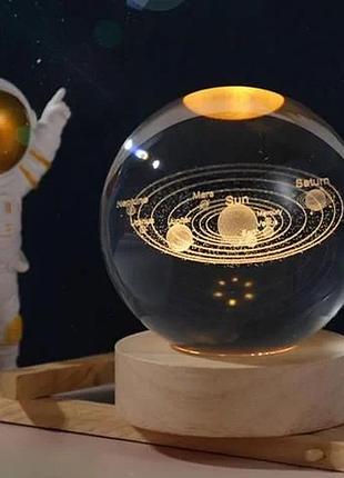 Нічник кришталева куля світильник 3d космос li-10-51