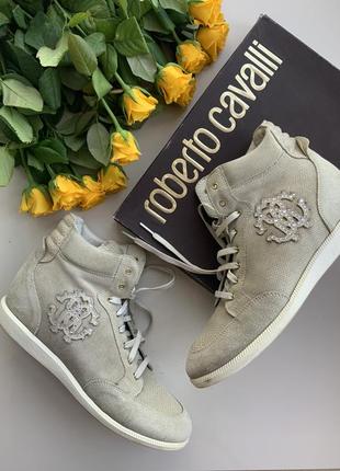 Roberto cavalli люксові кеди з натуральної замши та шкіри з камінням swarovski