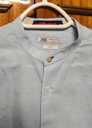 Zara стильная легкая летняя рубашка хлопок лен1 фото