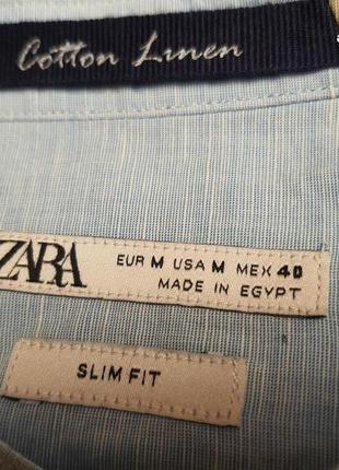Zara стильная легкая летняя рубашка хлопок лен3 фото