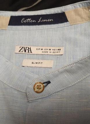 Zara стильная легкая летняя рубашка хлопок лен5 фото