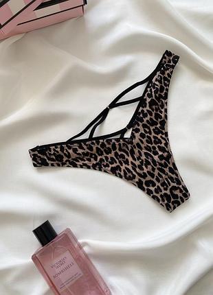 Трусики victoria’s secret very sexy strappy back high-leg thong panty оригинал лео стринги...
