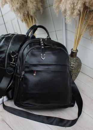 Жіночий шикарний та якісний рюкзак сумка для дівчат чорний2 фото