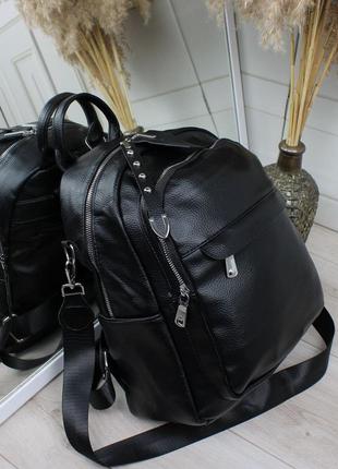 Жіночий шикарний та якісний рюкзак сумка для дівчат чорний3 фото