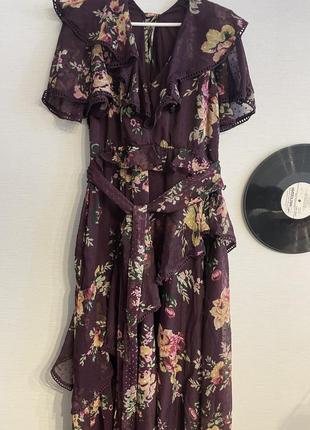 Длинное асеметрическое бордовое платье asos