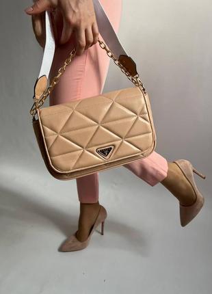 Женская сумка prada gold (pink)1 фото