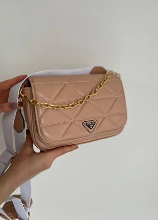 Женская сумка prada gold (pink)2 фото