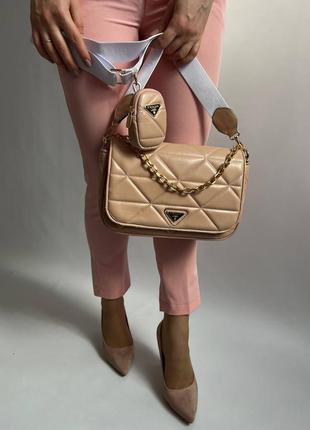 Женская сумка prada gold (pink)5 фото