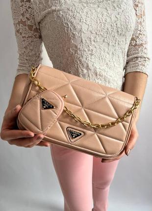 Женская сумка prada gold (pink)4 фото