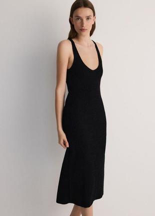 Чорна в’язана  сукня міді нова сукня плаття лапша reserved чёрное новое платье вязаноя платье миди