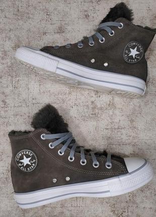 Кеды converse all star оригинал конверсы замшовые серые высокие кроссовки