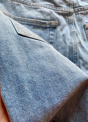 Голубая короткая джинсовая юбка с разрезом h&m10 фото