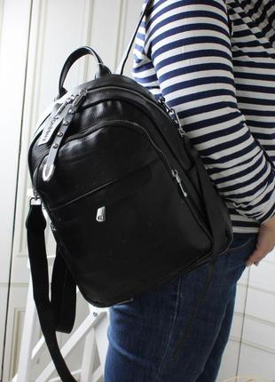 Жіночий шикарний та якісний рюкзак сумка для дівчат синій10 фото
