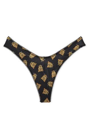 Черные трусики victoria’s secret very sexy printed high-leg thong panty оригинал стринги лео