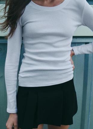 Белый женский реглан в рубчик zara