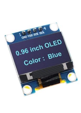 Oled дисплей 0.96" 128x64, черный фон, синие символы