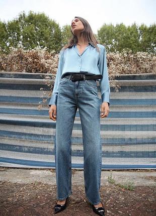 Довгі сині варені жіночі джинси zara new