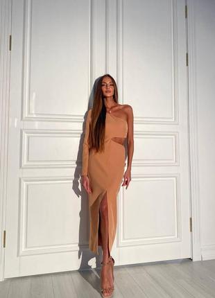 Сексуальна сукня etoile з костюмної lux тканини колір кемел1 фото