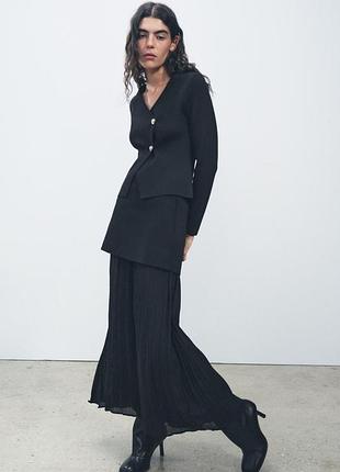 Комбинированная черная юбка длинная zara new