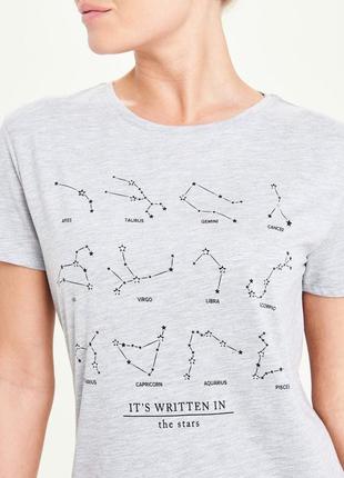 Футболка зі знаками зодіаку з віскози сіра якісна астрономія астрологія зірки небо сузірʼя