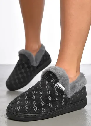 Домашние тапочки на меху с принтом / комнатные тапочки2 фото