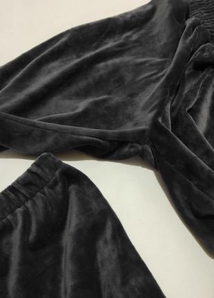 Сірий велюровий м'який спортивний костюм штани джогери на манжетах кофта олімпійка зіп худі з капюшоном оксамитовий бархатний8 фото
