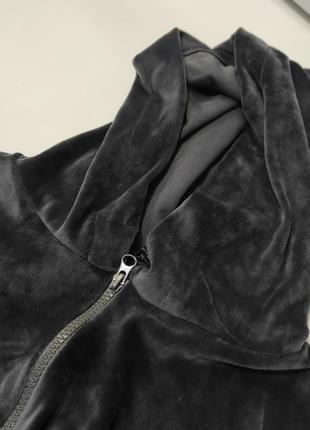Сірий велюровий м'який спортивний костюм штани джогери на манжетах кофта олімпійка зіп худі з капюшоном оксамитовий бархатний9 фото