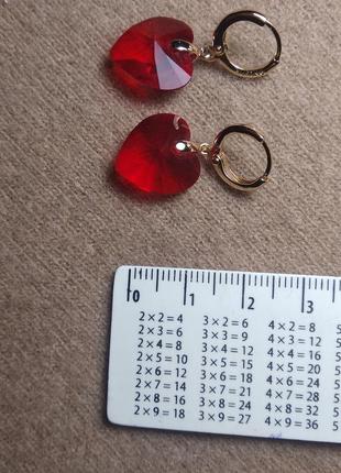 Сережки кульчики червоне серце2 фото