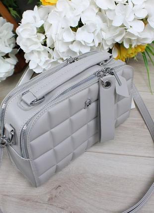 Жіноча стильна та якісна сумка з еко шкіри сіра5 фото