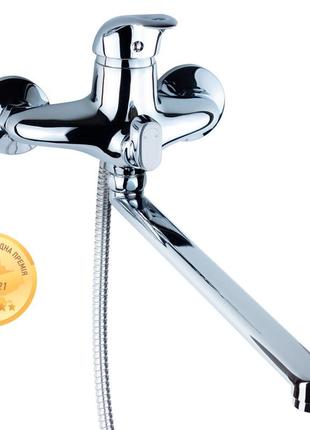Смеситель nk для ванны с душем картриджный с дивертором хромированный для установки в ванной комнате gl-55