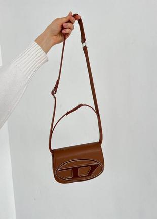 Женская сумка diesel 1dr denim iconic shoulder bag brown3 фото