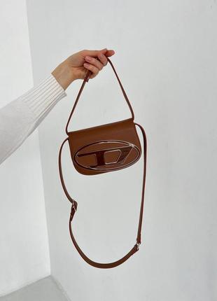 Женская сумка diesel 1dr denim iconic shoulder bag brown5 фото